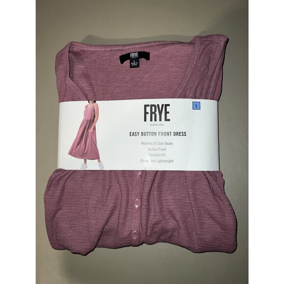 Frye Easy Button Front Dress Women’s L Wistful Mauve With Side Seam Pockets - Picture 1 of 8